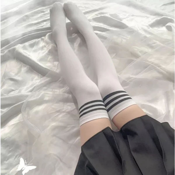 Kit 2 Meia 7/8 Feminina Preta Nylon Spandex Cosplay IZEELITE SOFT