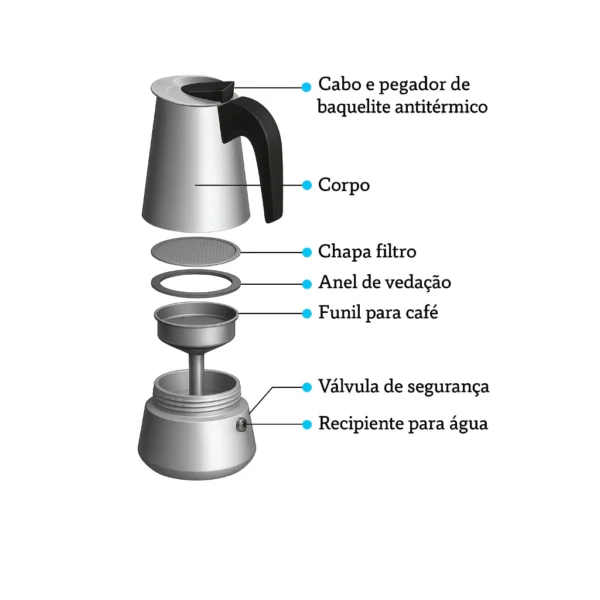 Cafeteira Italiana Expresso Inox 600ml IZEAROMA STRONG
