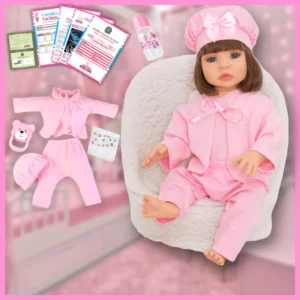 Boneca Bebê Reborn Siliconada Menina 45cm AZUIZE DELUXE