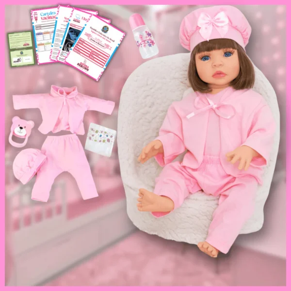 Boneca Bebê Reborn Siliconada Menina 45cm AZUIZE DELUXE