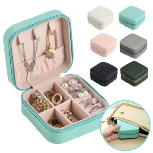 Porta-Jóias Portátil de Veludo com Compartimentos para Anéis, Brincos e Colares IZECHARM TRAVEL