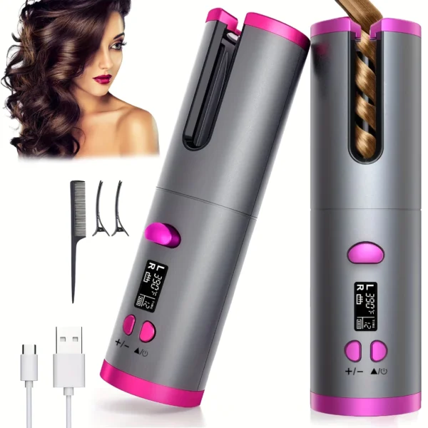 Modelador de Cachos Automático Sem Fio Cerâmica LCD Bivolt Bateria Power IZEWAVES