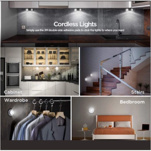 Luz LED Adesiva Sem Fio 3 Lâmpadas Touch Portátil para Armário 45g IZESECURE LIGHT
