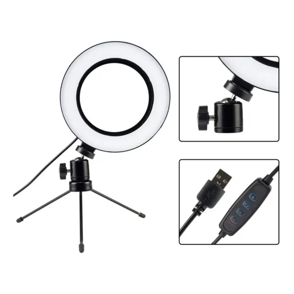 Ring Light LED 16cm USB Regulável 3200k-5500k Tripé Mesa IZEGLAM LITE