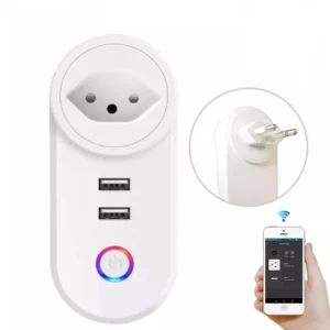 Tomada Inteligente Wi-Fi 16A USB Dupla Controle App Automação IZEPOWER CONNECT
