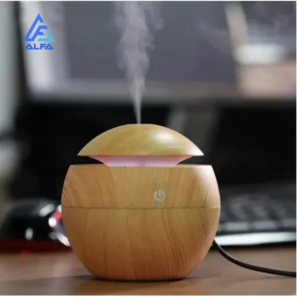 Umidificador de Ar Mini Ultrassônico Madeira Luz Colorida IZEWELL HOME