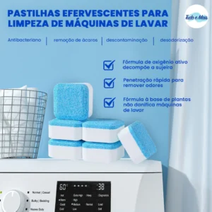 Kit 12 Pastilhas Efervescentes para Limpeza Profunda de Máquinas de Lavar, Esterilização 99%, Fragrância Fresca IZEWASH PURE IZESHOP