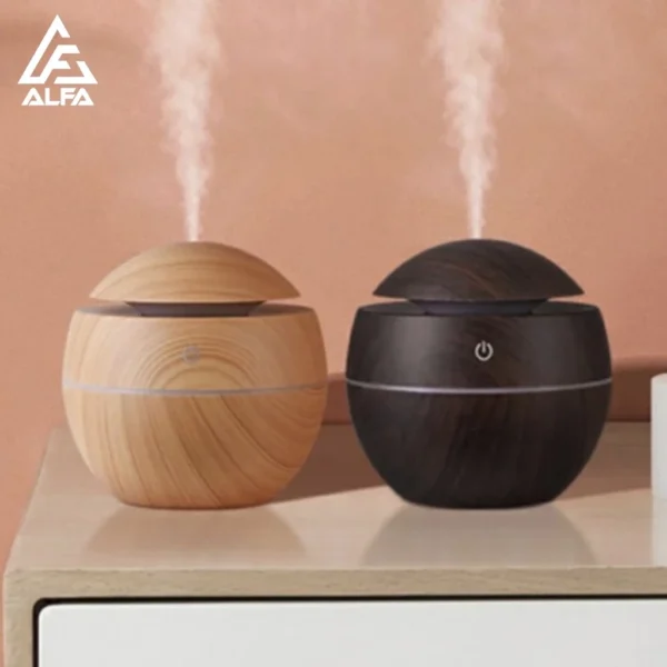 Umidificador de Ar Mini Ultrassônico Madeira Luz Colorida IZEWELL HOME