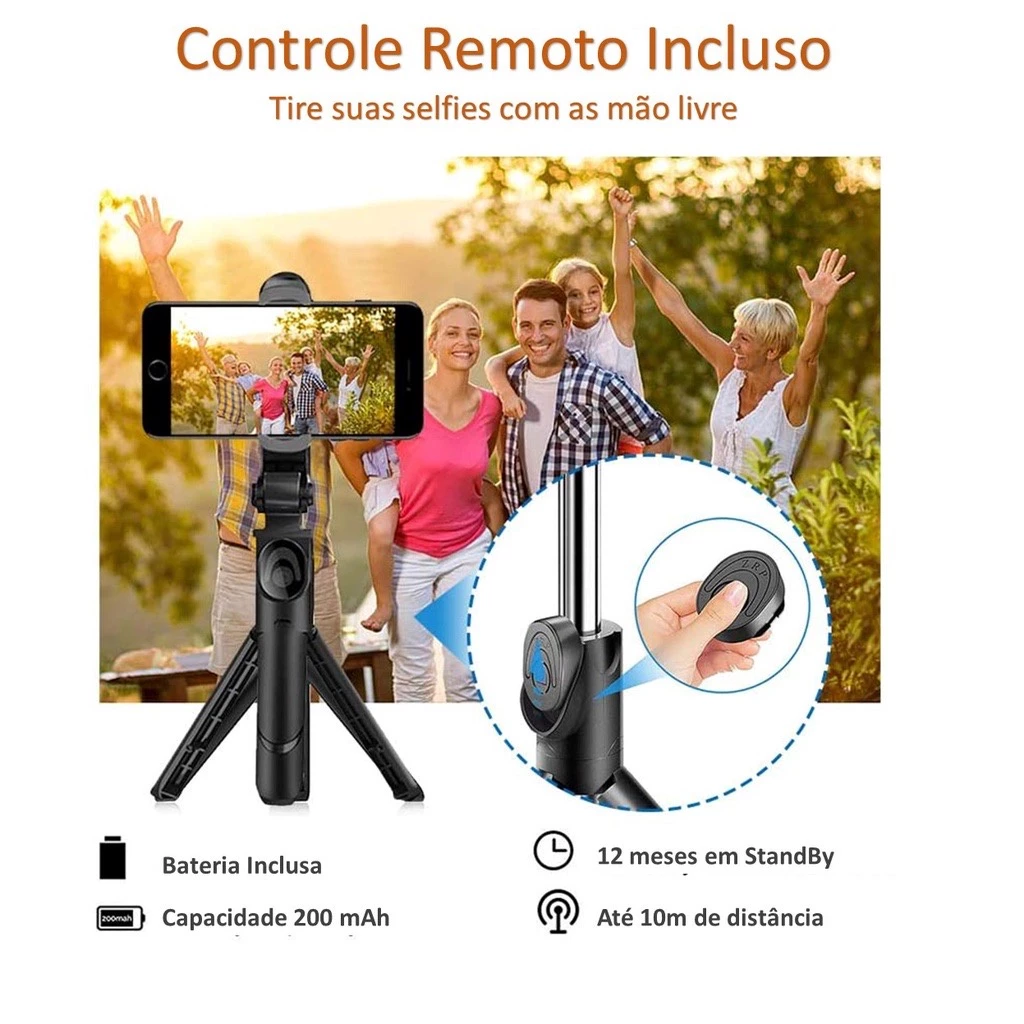 Bastão de Selfie Bluetooth Retrátil Tripé 70cm Controle Remoto 360° IZESNAP PRO Bastão de Selfie Bluetooth Retrátil Tripé 70cm Controle Remoto 360° IZESNAP PRO