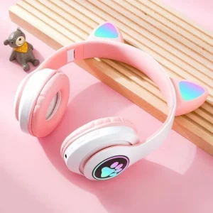 Fone de Ouvido Bluetooth Orelha de Gato LED Estéreo com Graves IZEKITTY FUN
