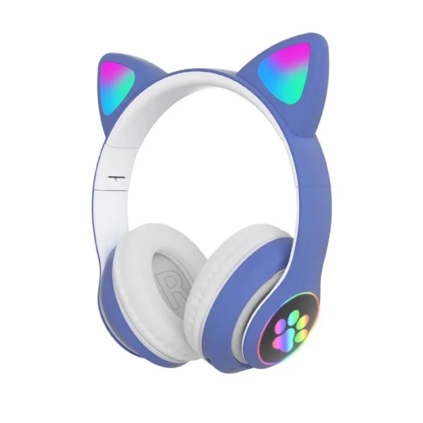 Fone de Ouvido Bluetooth Orelha de Gato LED Estéreo com Graves IZEKITTY FUN