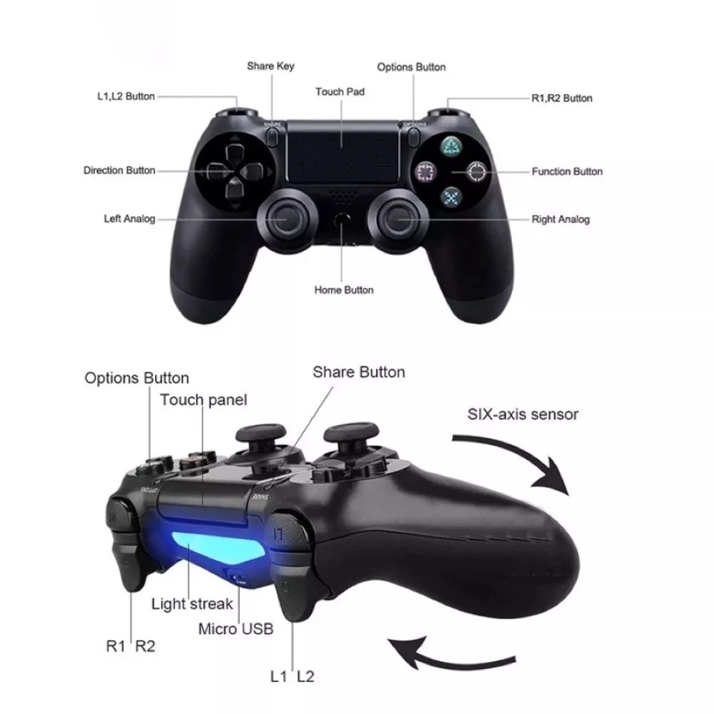 Controle Sem Fio PS4 Compatível Android PC 18 Botões Dual Shock Touchpad IZEGAMER PRO IZESHOP Controle