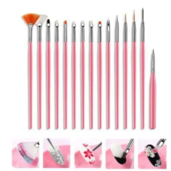 Kit 15 Pincéis Nail Art Profissional para Unhas Acrílicas, Detalhes Finos, Alta Qualidade IZEART PRO