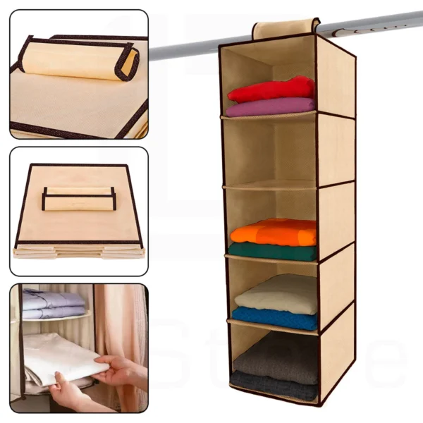 Prateleira Organizadora Suspensa 5 Nichos Multiuso Compacta Guarda-Roupa IZEORGANIZE FIT