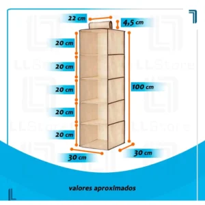 Prateleira Organizadora Suspensa 5 Nichos Multiuso Compacta Guarda-Roupa IZEORGANIZE FIT