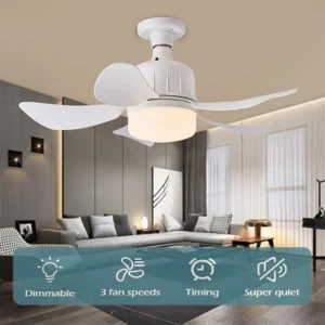 Ventilador de Teto 6 Hélices Compacto com Luz LED, Controle Remoto e Instalação Fácil IZEFAST BREEZE