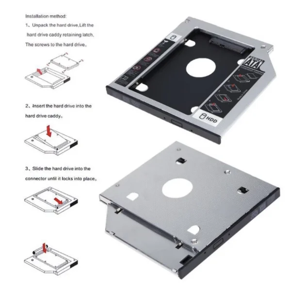Adaptador Caddy Universal 2.5 HD SSD Sata para Notebook 9.5mm 12.7mm IZEBOOST STORAGE