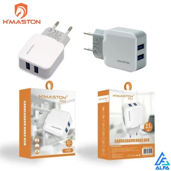 Carregador Turbo Rápido Hmaston 2 USB 3.1A Bivolt IZEFAST PRO