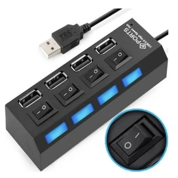 Hub USB 2.0 7 Portas LED Alta Velocidade Botão IZEHUB PRO CONNECT