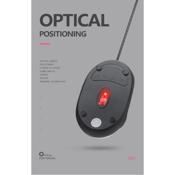 Mouse USB Óptico Preto Compacto com LED, Ergonômico, Alta Precisão IZECLICK PRO