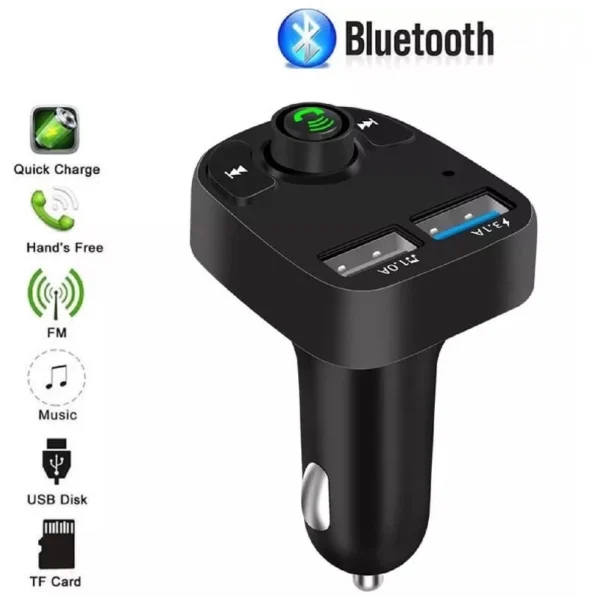 Adaptador Bluetooth FM para Carro Viva Voz, Carregador Veicular Sem Fio, Compatível Android e IOS IZEWIRE CONNECT