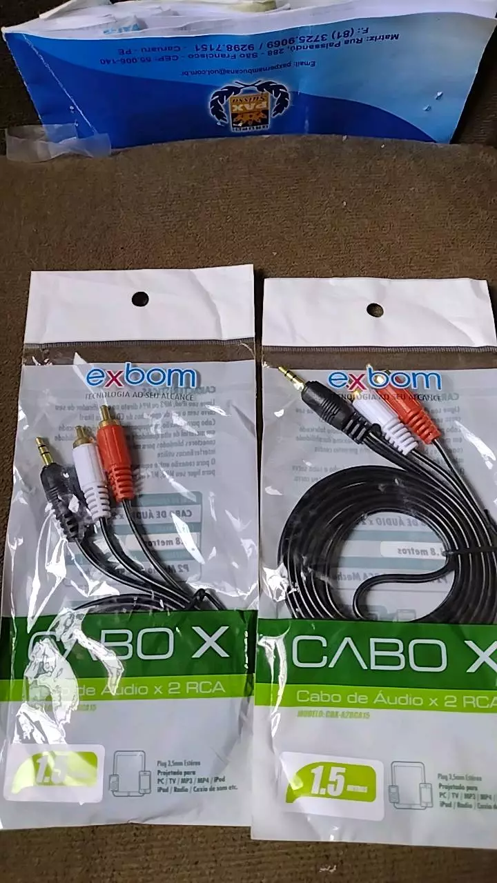 Cabo Auxiliar P2 para RCA Estéreo 1,5m Áudio Emborrachado IZEAMP PRO photo review