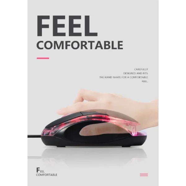 Mouse USB Óptico Preto Compacto com LED, Ergonômico, Alta Precisão IZECLICK PRO