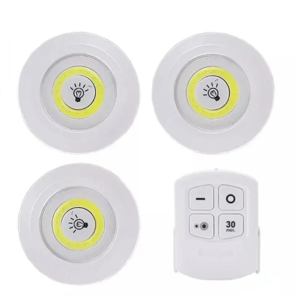 Kit 3 Lâmpadas LED Spot Sem Fio Controle Remoto 150 Lumens Fácil Instalação IZEULTRA LIGHT