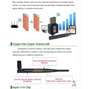 Adaptador Wi-Fi USB 1200Mbps Antena 15cm Compatível PC e Notebook IZEPOWER LINK