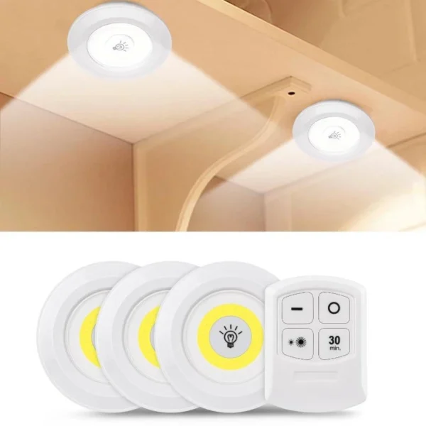 Kit 3 Lâmpadas LED Spot Sem Fio Controle Remoto 150 Lumens Fácil Instalação IZEULTRA LIGHT
