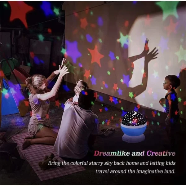 Luminária Projetor Estrela LED Infantil 360º USB Pilha Decoração IZE STAR DREAM