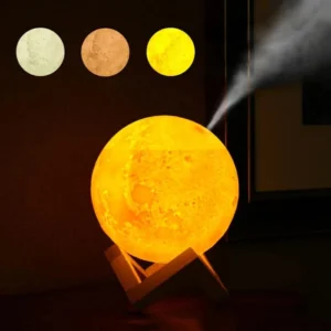 Umidificador de Ar 3D Lua Cheia 880ml Luz LED USB Aroma IZERELAX GLOW