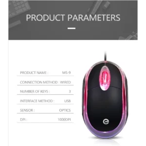 Mouse USB Óptico Preto Compacto com LED, Ergonômico, Alta Precisão IZECLICK PRO