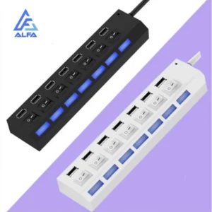 Hub USB 2.0 7 Portas LED Alta Velocidade Botão IZEHUB PRO CONNECT