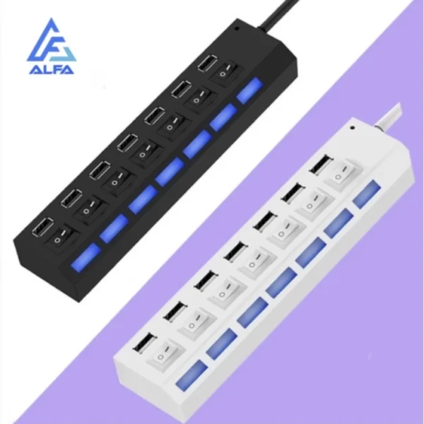 Hub USB 2.0 7 Portas LED Alta Velocidade Botão IZEHUB PRO CONNECT