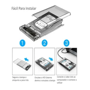 Case HD Externo 2.5" Transparente USB 3.0 SATA 6Gbps Plug & Play IZEBOX SPEED