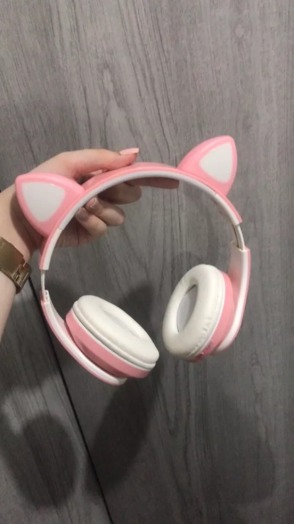 Headphone Bluetooth Orelha de Gato LED RGB Dobrável Microfone IZEPLAY FUN photo review