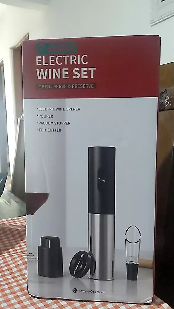 Abridor de Vinho Elétrico Kit Completo com Cortador de Papel, Rolha a Vácuo e Derramador IZEELEGANT OPEN photo review