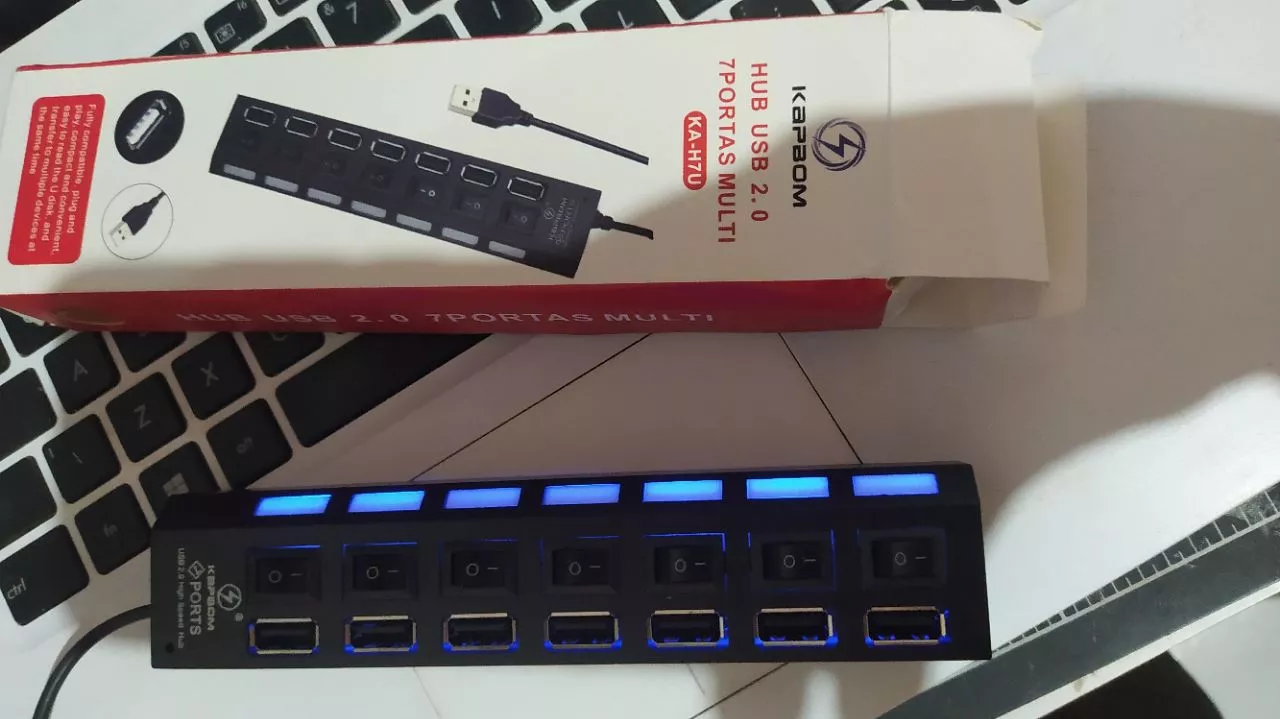 Hub USB 2.0 7 Portas LED Alta Velocidade Botão IZEHUB PRO CONNECT photo review