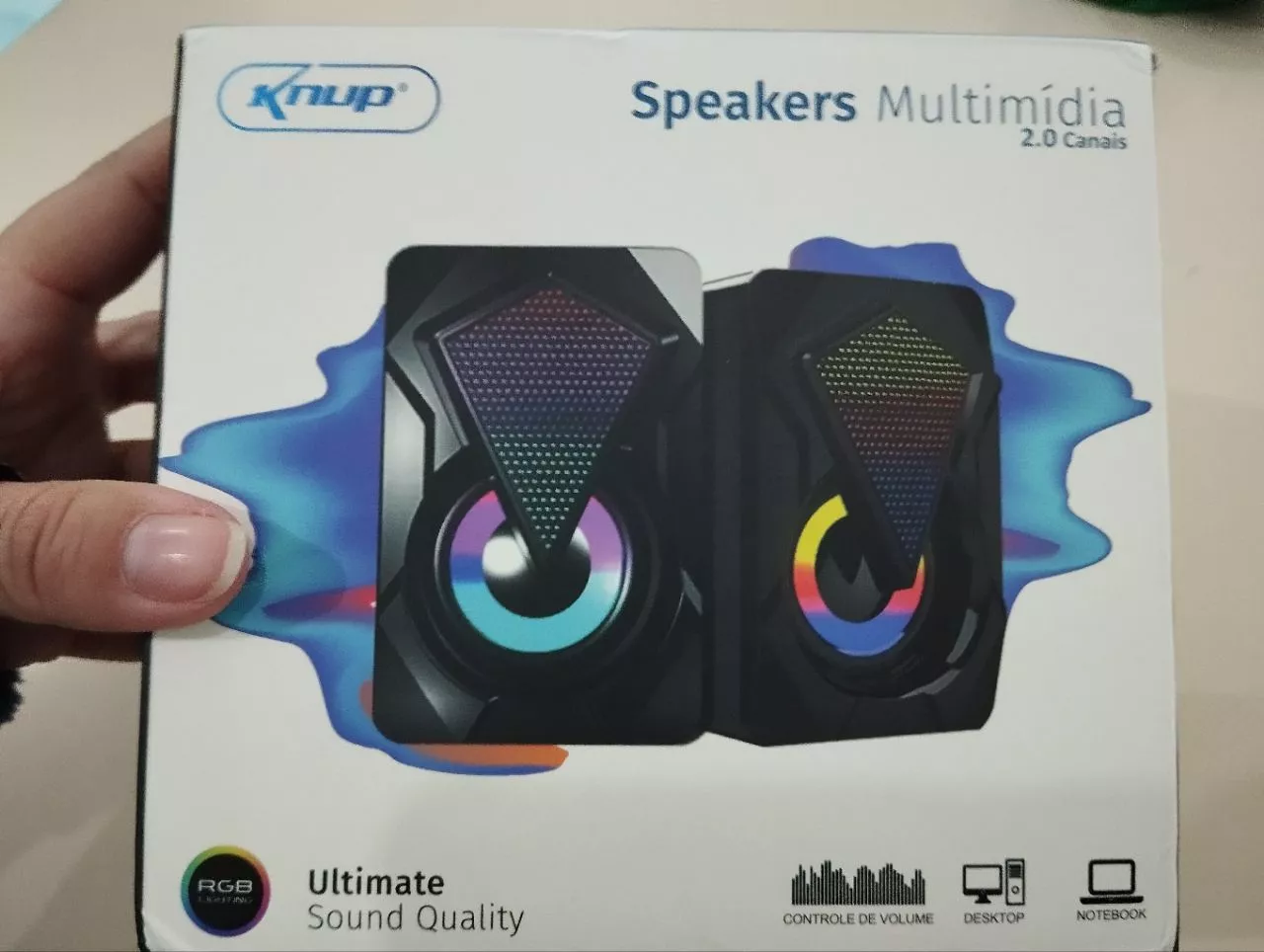 Caixa de Som RGB LED Som Estéreo Compacta USB Multimídia IZEFLASH SOUND photo review
