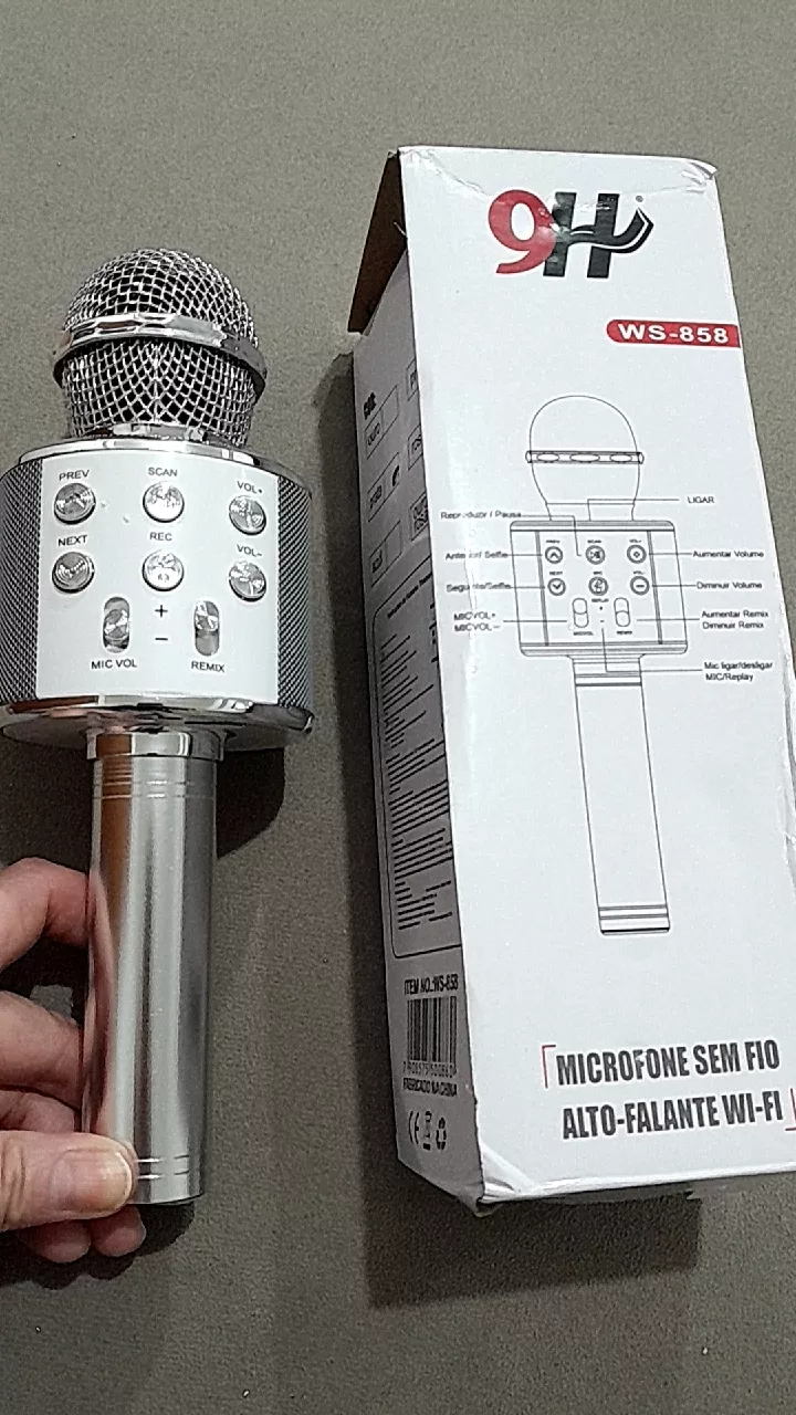Microfone Bluetooth Karaokê Sem Fio WS-858, Gravação e Função Selfie IZESOUND STAR photo review