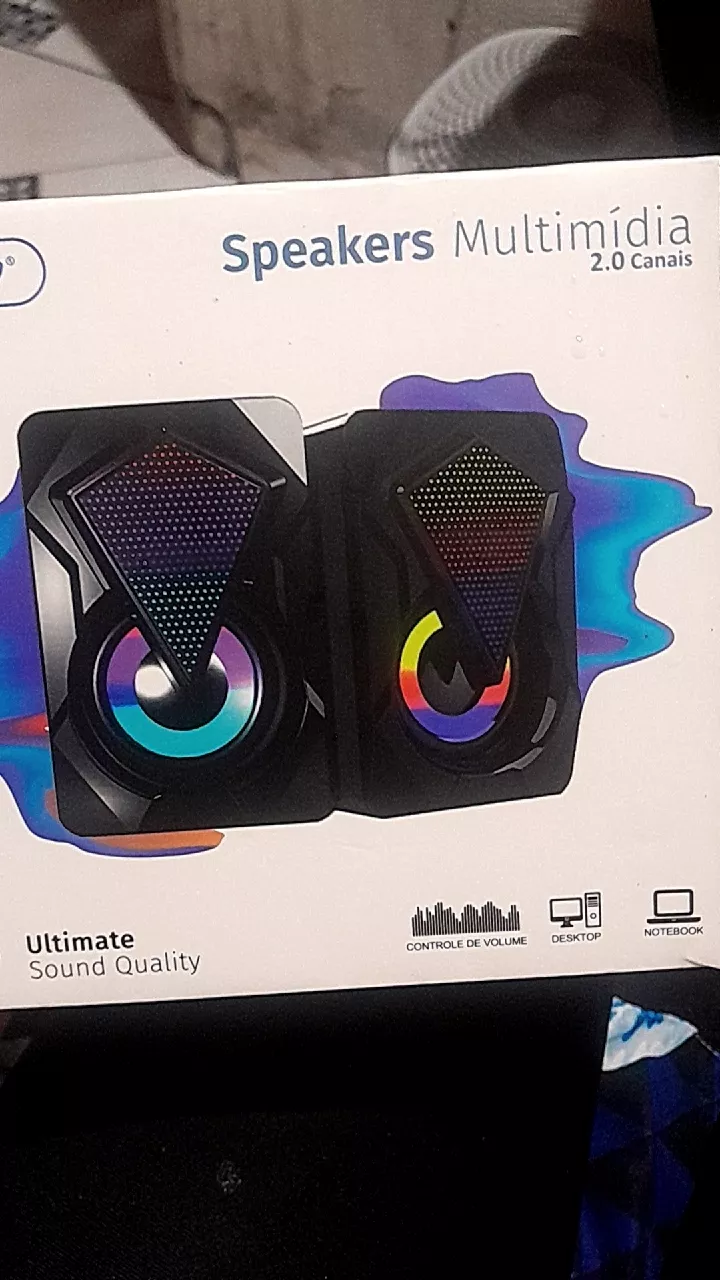 Caixa de Som RGB LED Som Estéreo Compacta USB Multimídia IZEFLASH SOUND photo review