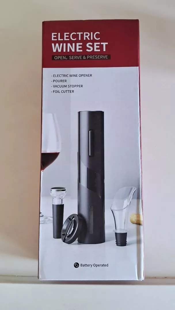 Abridor de Vinho Elétrico Kit Completo com Cortador de Papel, Rolha a Vácuo e Derramador IZEELEGANT OPEN photo review