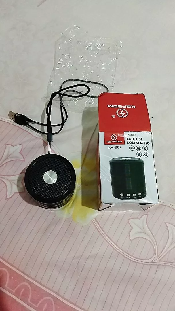 Caixa de Som Bluetooth Portátil Kapbom WS-887, Rádio FM, Entrada SD, Bateria 500mAh - IZELOUD GO photo review