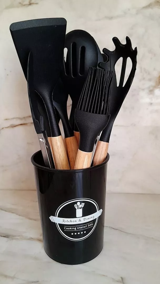 Kit Utensílios de Cozinha Silicone 12 Peças Cabo Madeira Suporta 230°C IZECOOK MASTER photo review
