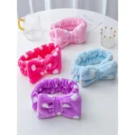 Faixa de Cabelo Pelúcia Laço Bege Antideslizante para Maquiagem e Skincare IZEGLAM TOUCH