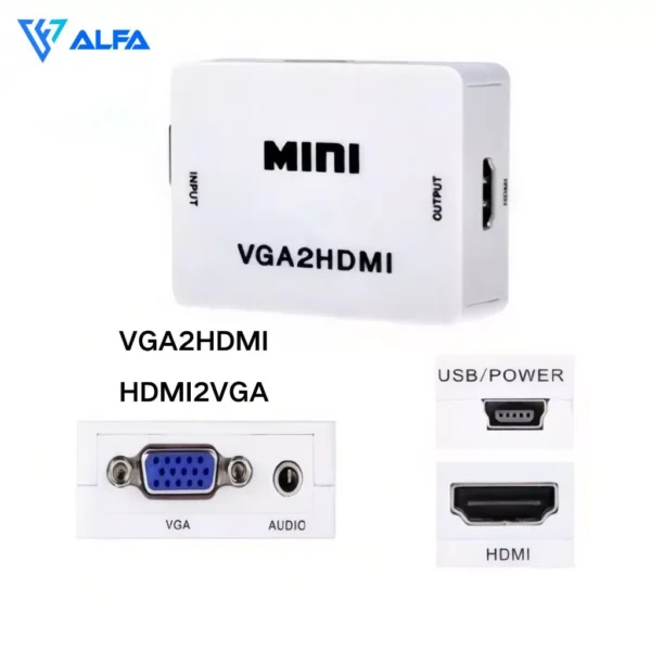 Conversor VGA para HDMI Full HD 1080p Áudio P2 Mini USB IZEVIDEO LINK