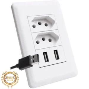 Tomada de Parede Bivolt com 2 USB, Proteção Contra Curto e Compatível Universal IZEPOWER SAFE