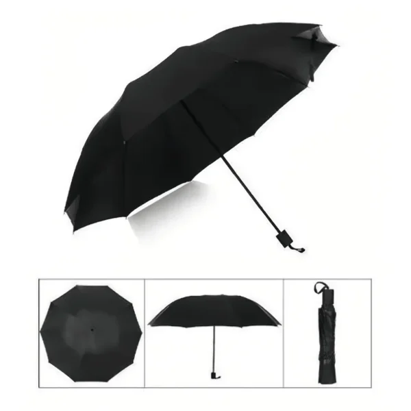 Guarda-Chuva Grande Reforçado Contra Vento Dobrável Unissex Preto IZEPOWER SHIELD