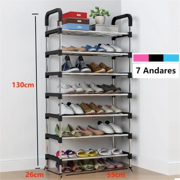 Sapateira Vertical 7 Prateleiras Aço Inox Organizador Respirável IZEORG FIT